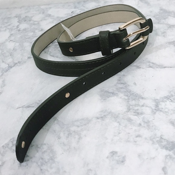 Jones New York Faux Leather Olive Studded Belt - Picture 3 of 8